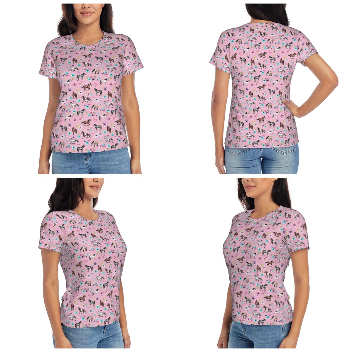 Summer Equestrian Clothing - Kaus Dekorasi Kuda Seni Berkuda Motif