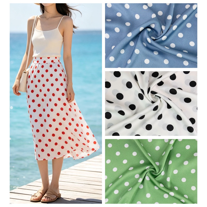 Soft Summer Yellow Clothing - Kain Satin Chiffon Polkadot Warna-warni Per