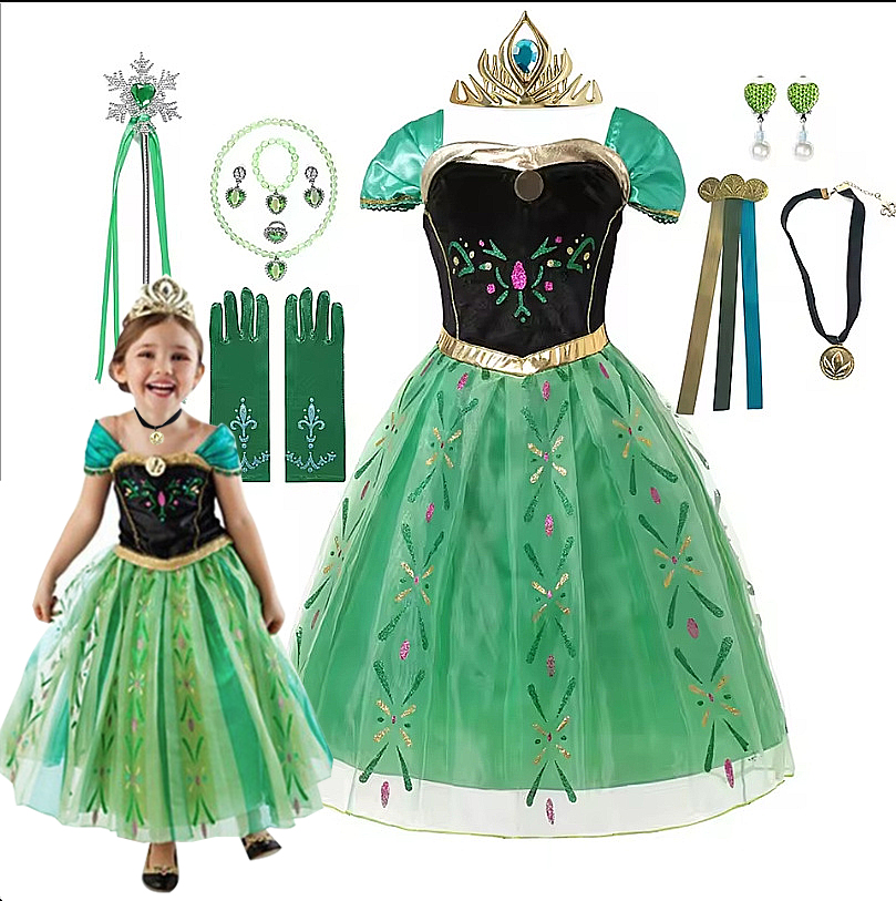 Summer Kids Clothing - Kostum Anna untuk anak perempuan gaun