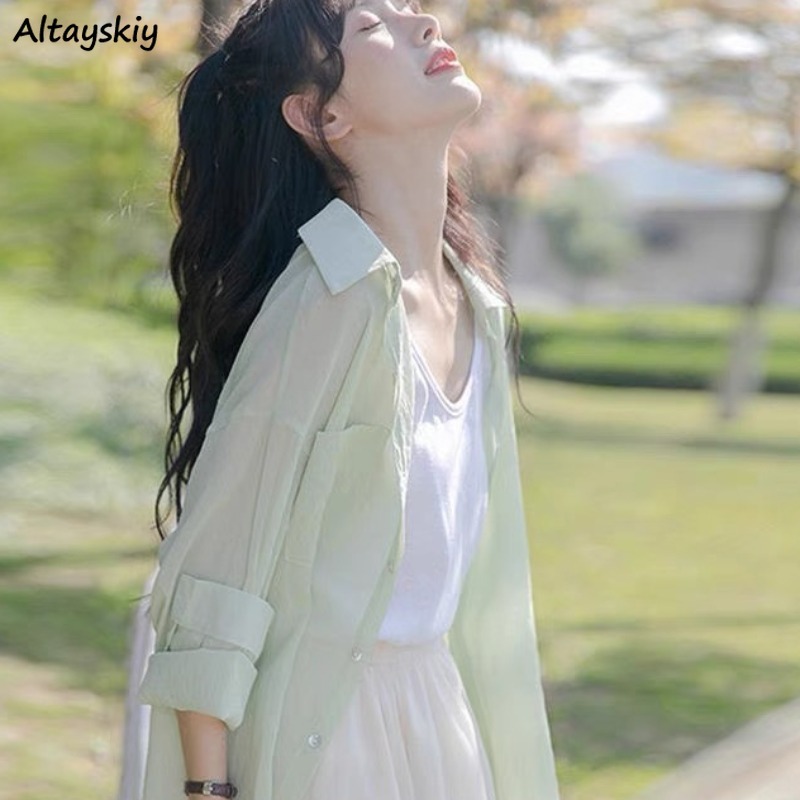 Summer Clothing Young Women - Kemeja Warna Permen untuk Wanita Pakaian
