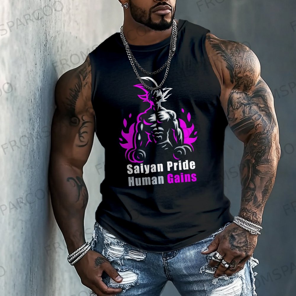 Summer Clothing Men 2025 - Tank Top Katun Murni Motif Anime