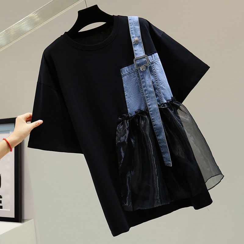 Summer Gauze Clothing - Streetwear pullover asimetris bergaya wanita, pakaian