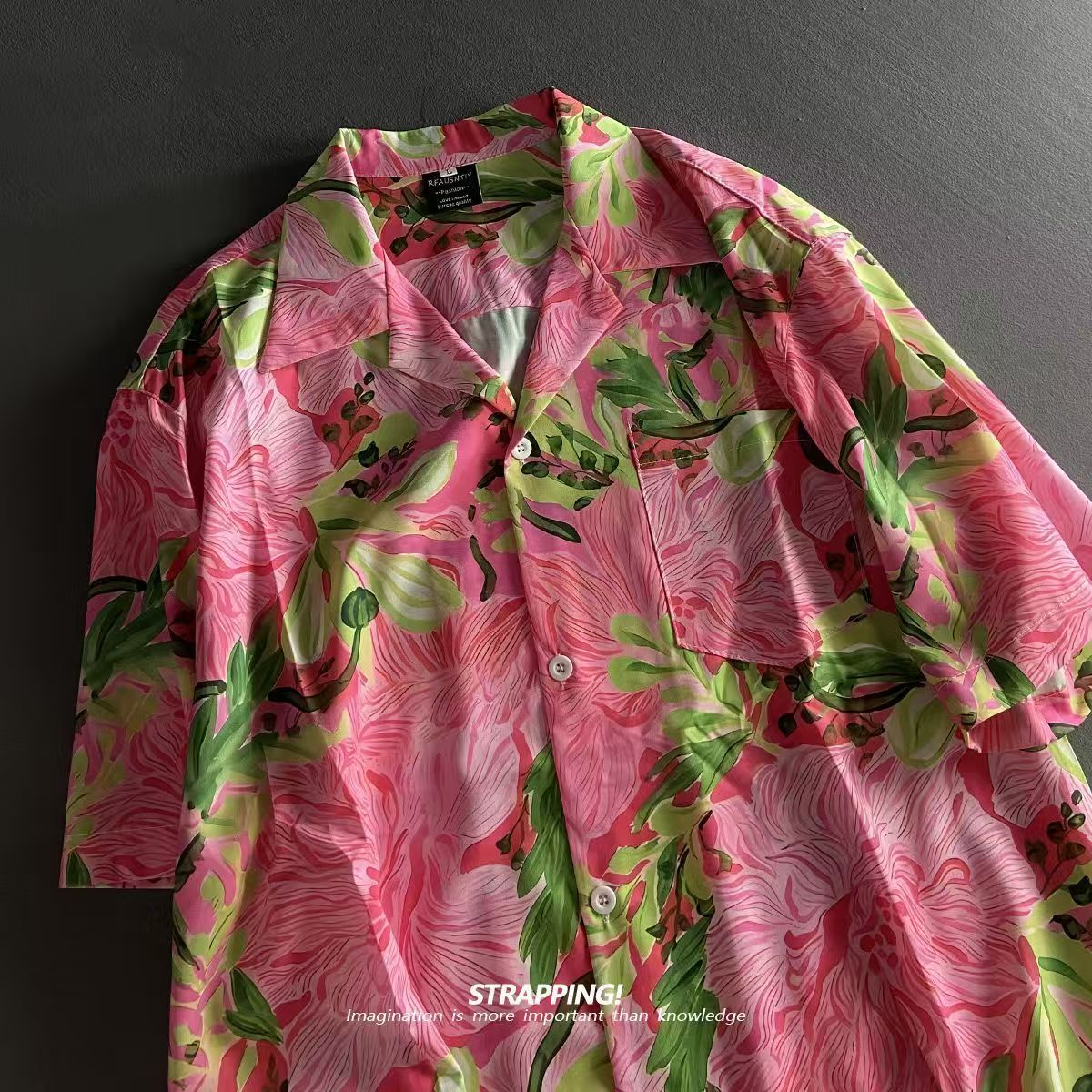 Summer Clothing Men 2025 - Kemeja Hawaii Kerah Kuba Bunga Grafiti