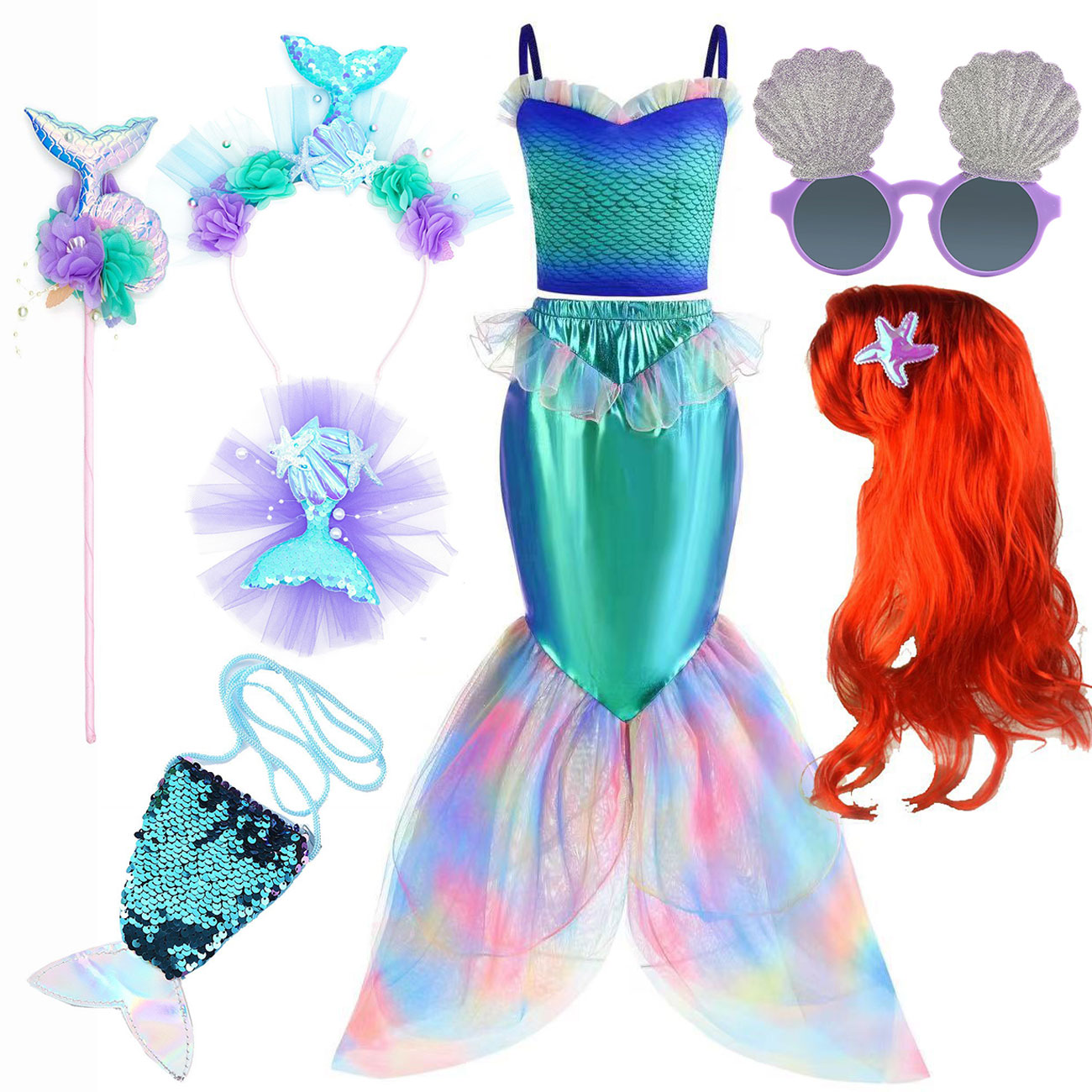Summer Kids Clothing - Kostum Berdandan Putri Duyung Disney Cosplay