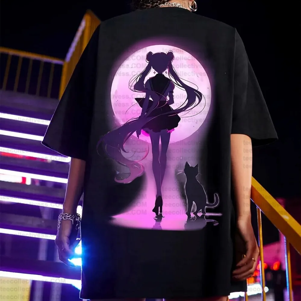 Summer Clothing Men 2025 - Kaos Anime Sailor Moon Wanita Harajuku