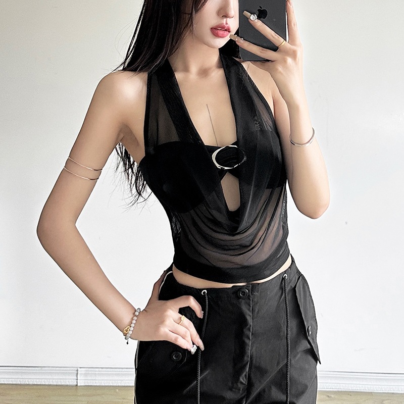 Summer Gauze Clothing - Dua Potong Atasan Halter Seksi Model