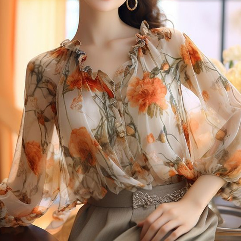 Summer Clothing Young Women - 2024 Atasan bunga wanita manis cetak