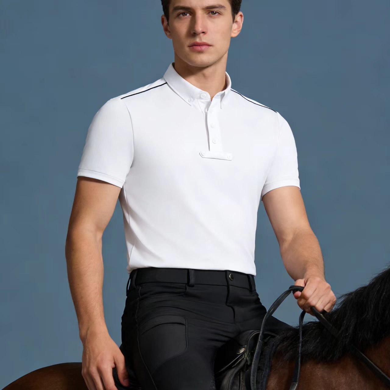 Kaos polo rajutan berkuda pria - Summer Equestrian Clothing ulasan dan harga
