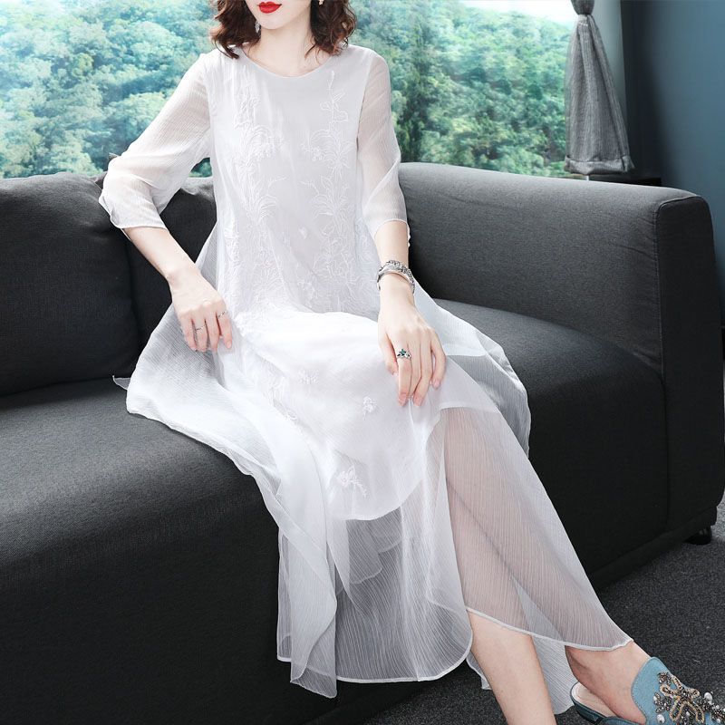 Gaun Prom Bordir Kain Kasa Sam - Summer Gauze Clothing ulasan dan harga