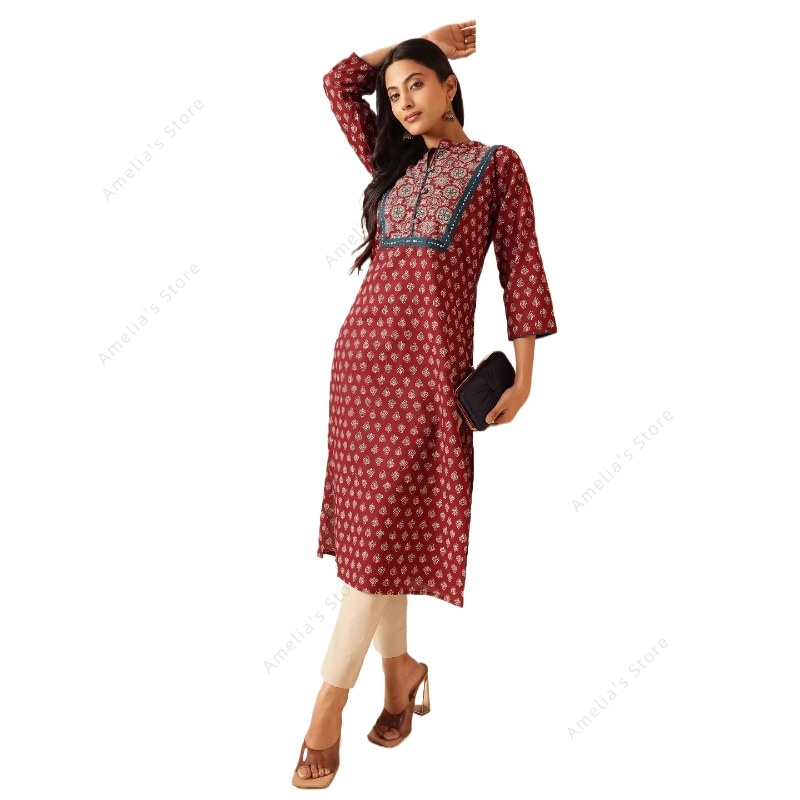 Kurta Wanita Motif Bunga Maroo - Summer Clothing Pakistan ulasan dan harga