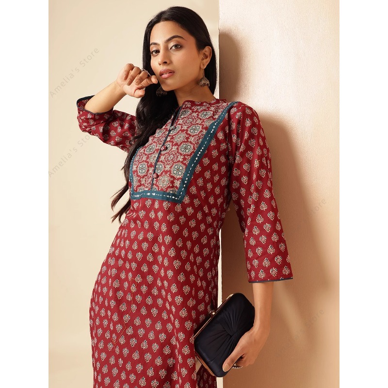 Kurta Wanita Motif Bunga Maroo - Summer Clothing Pakistan ulasan dan harga