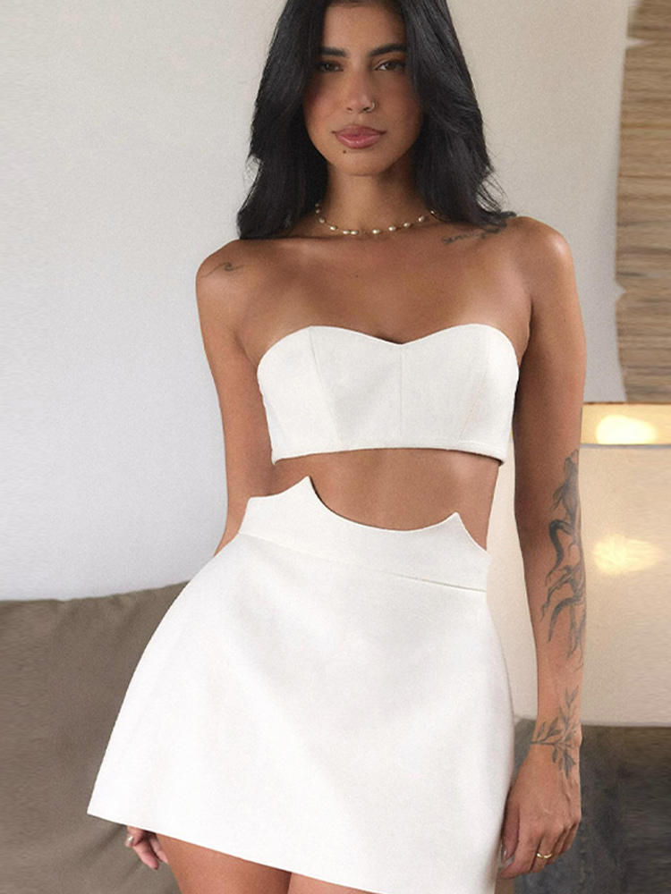 Set atasan crop top tanpa tali - Summer Vacation Clothing Women ulasan dan harga