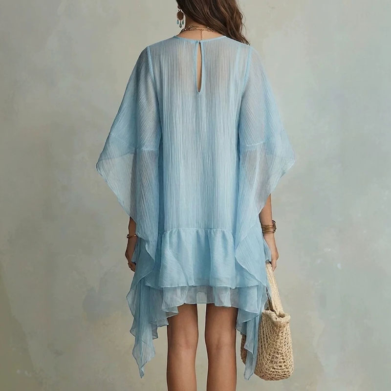 Gaun Mini Solid A-Line Wanita  - Summer Vacation Clothing Women ulasan dan harga