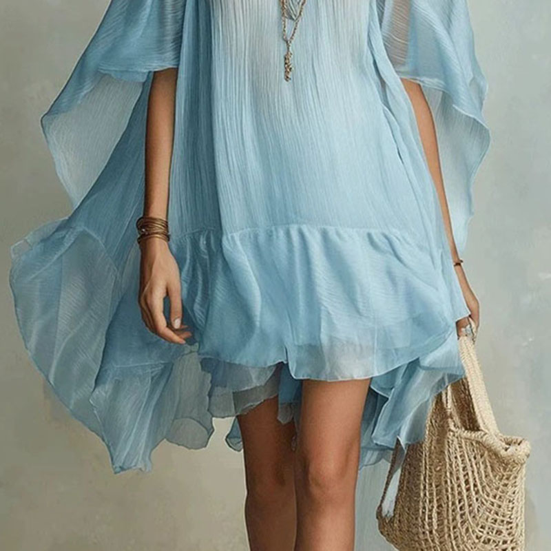 Gaun Mini Solid A-Line Wanita  - Summer Vacation Clothing Women ulasan dan harga