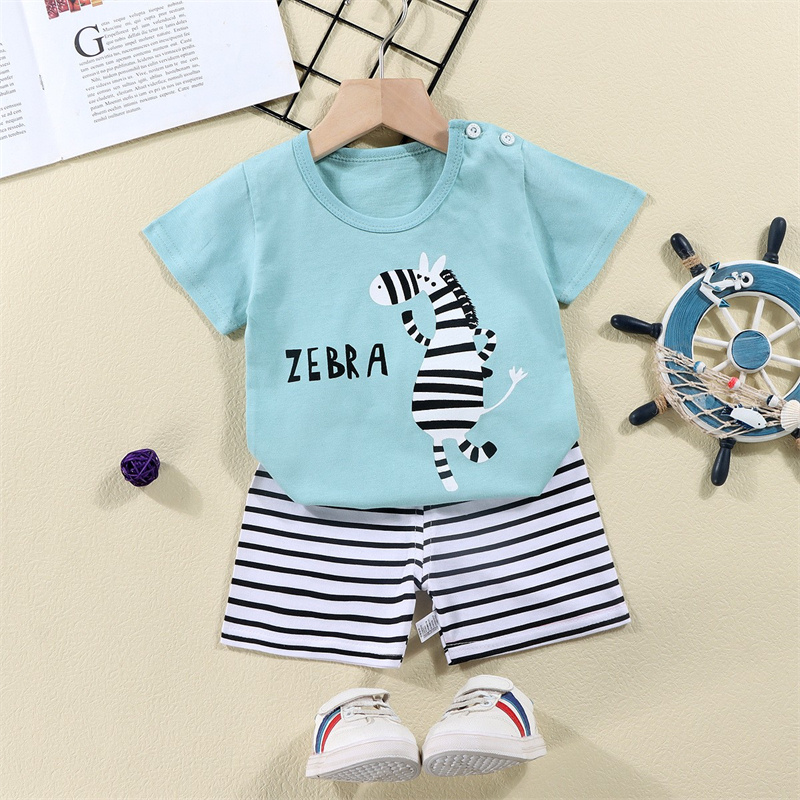 Kaus Katun + Celana Pendek Set - Summer Clothing Toddler ulasan dan harga