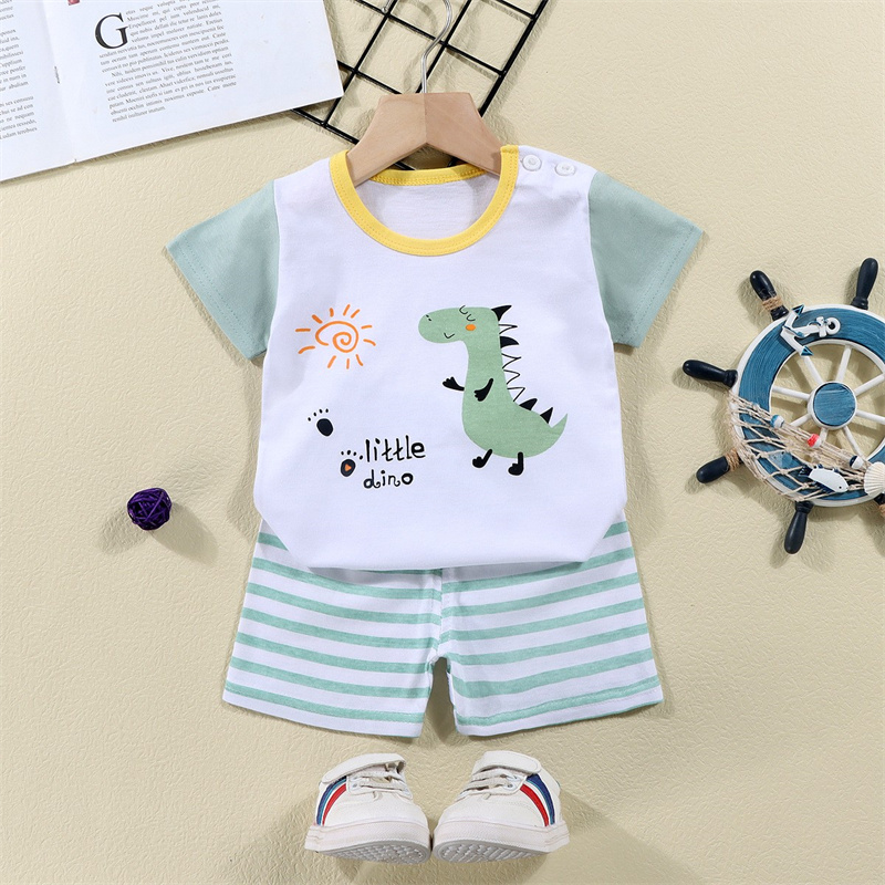 Kaus Katun + Celana Pendek Set - Summer Clothing Toddler ulasan dan harga