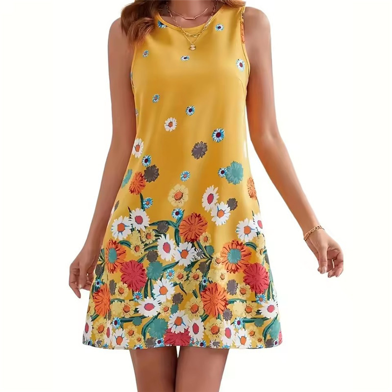 Gaun Bunga Kuning Wanita Tanpa - Soft Summer Yellow Clothing ulasan dan harga