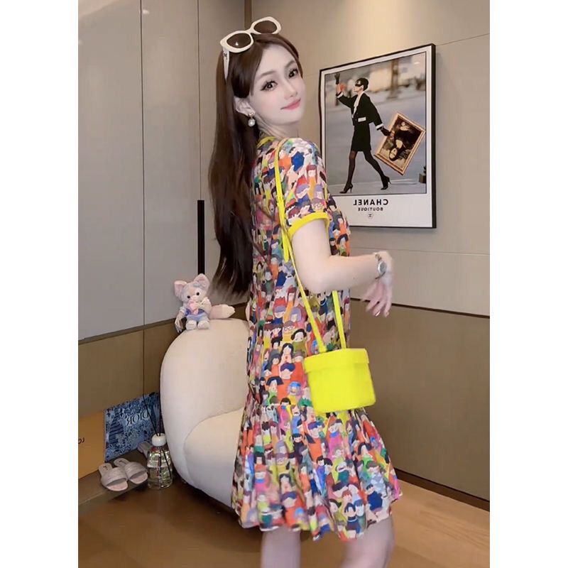 Gaun bermotif bunga kartun den - Summer Clothing Young Women ulasan dan harga