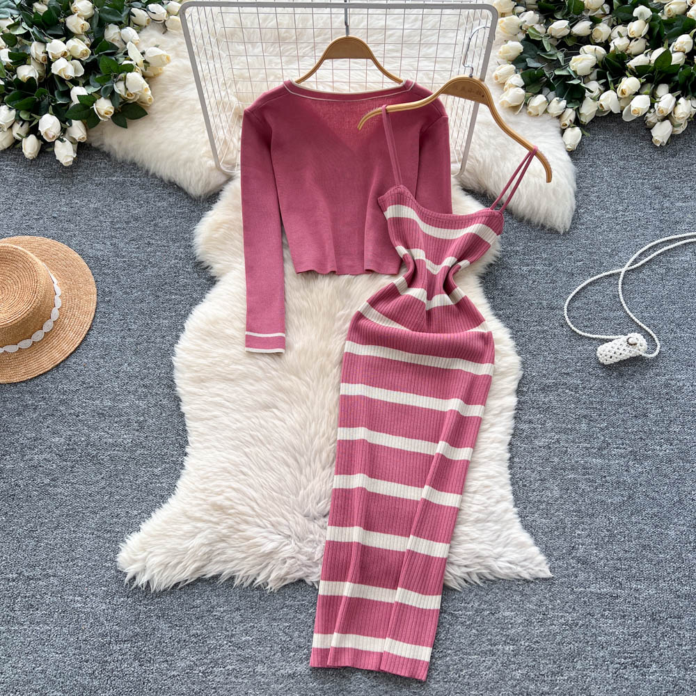 Gaun Ramping Rajut Bergaris Da - Summer Vacation Clothing Women ulasan dan harga