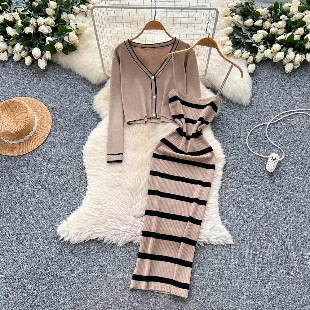 Gaun Ramping Rajut Bergaris Da - Summer Vacation Clothing Women ulasan dan harga