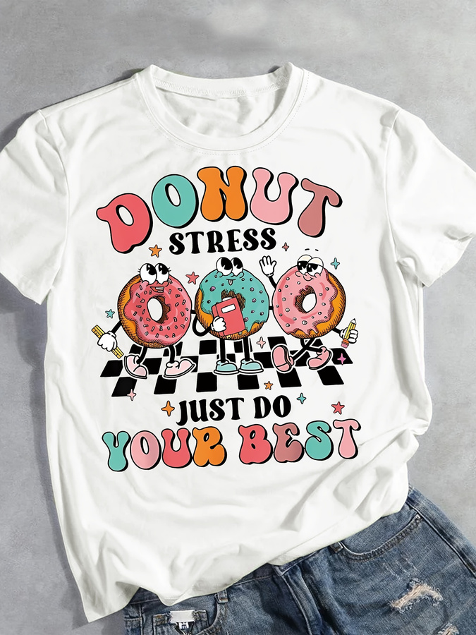 Kaos Cetak Donat Kartun, Atasa - Summer Clothing Trends For Women 2026 ulasan dan harga