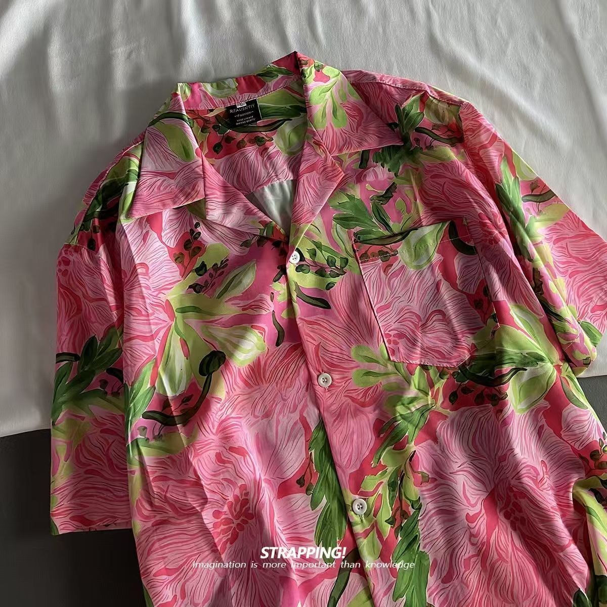 Kemeja Hawaii Kerah Kuba Bunga - Summer Clothing Men 2025 ulasan dan harga