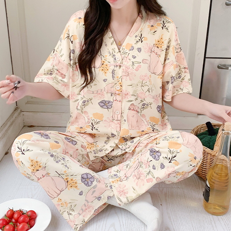 Set piyama Kimono wanita, paka - Summer Clothing Young Women ulasan dan harga