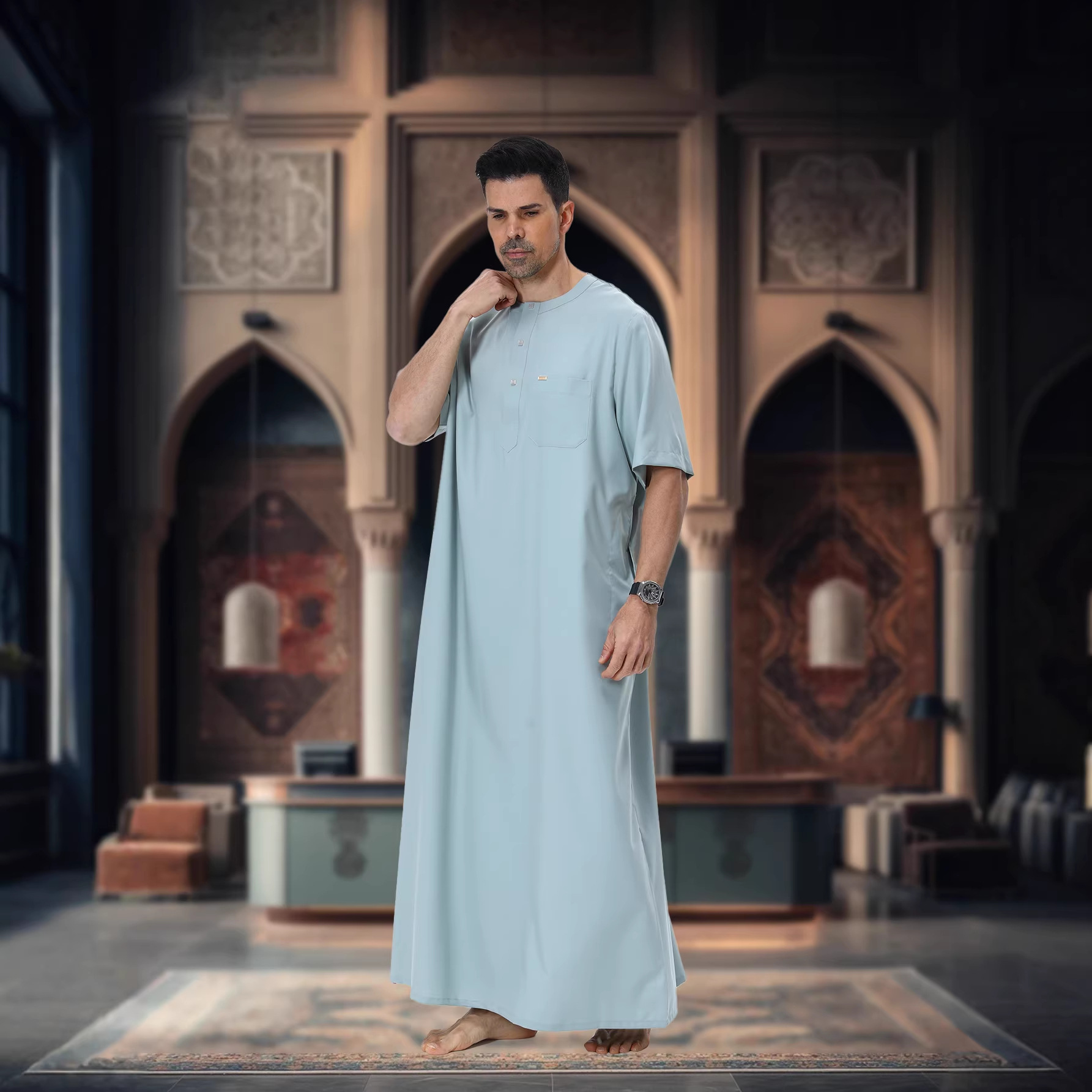 Pria Muslim Abaya Kaftan Pakis - Summer Clothing Pakistan ulasan dan harga