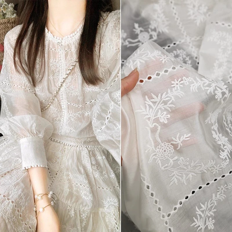 Hollow bunga bordir kain untuk - Summer Gauze Clothing ulasan dan harga