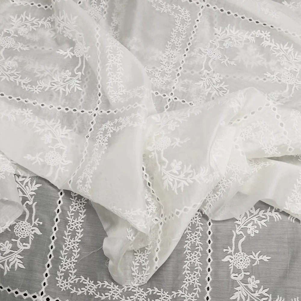 Hollow bunga bordir kain untuk - Summer Gauze Clothing ulasan dan harga